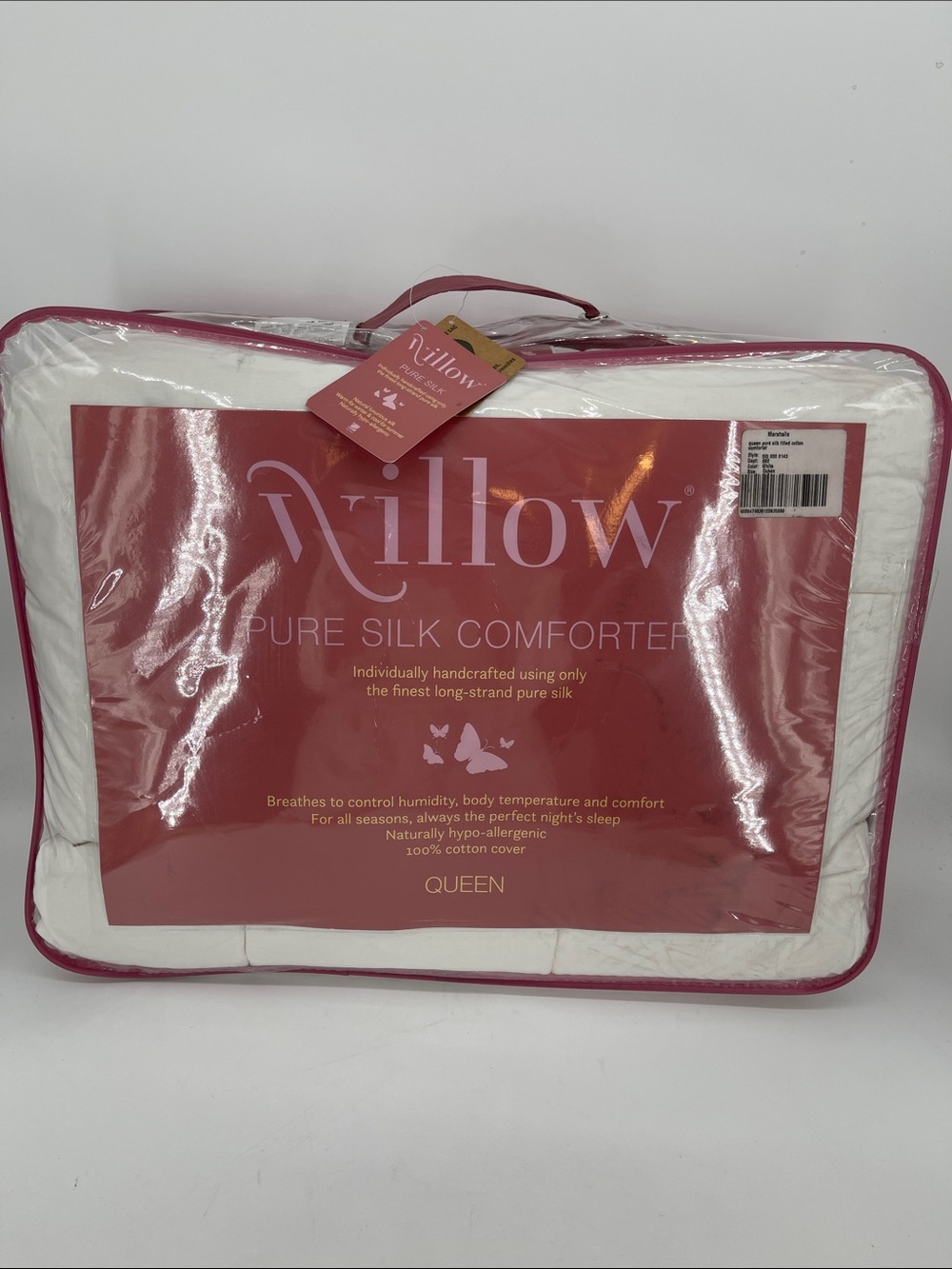 Willow Pure Silk Filled White Comforter Queen Sized NWT